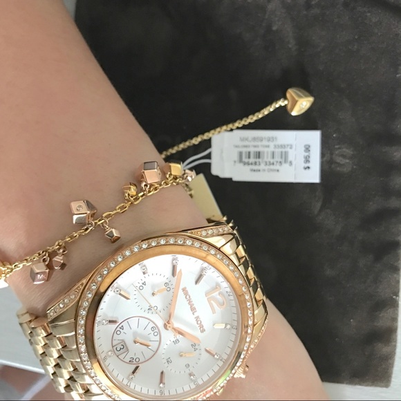 Authentic MK two tone nugget drawstring bracelet - Picture 4 of 6